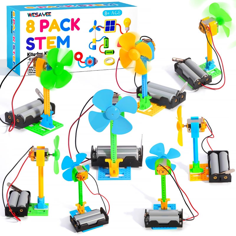 WESAYEE Bulk STEM Kits 8 Set Electrical Fans Girls Boys Crafts Science Kits for Kids Age 812 STEM Toys for Boys 810 8 10 12 13 Classroom Engineering Activities Experiments Projects Circuit - Image 3