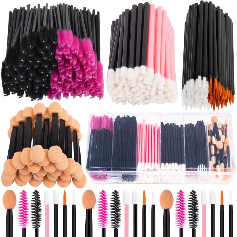 Rolybag Disposable Makeup Applicators Kit Mascara Wands Eyeliner Brushes Lip Applicators Eyeshadow Applicators Disposable Makeup Tools with Organizer Box for Easy Portability - Image 1