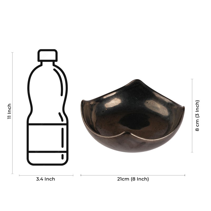 Caffeine Ceramic Handmade Black Ferrous Cut Serving Bowl (Set of 3) - Image 5