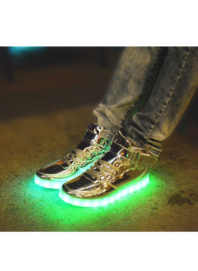 general LED shoes high-top sneakers unisex shoes couples fluorescent shoes mirror models 7 colors adjustable USB charging - Image 2
