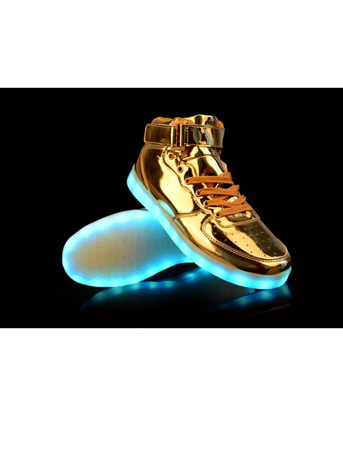 general LED shoes high-top sneakers unisex shoes couples fluorescent shoes mirror models 7 colors adjustable USB charging - Image 3