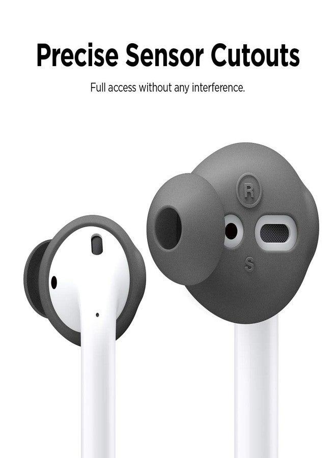elago Earbuds Cover Designed for Apple AirPods 2 & 1 or EarPods, Silicone Ear Tips, Ear Grip, Sound Quality Enhancement [4 Pairs: 2 Large + 2 Small] (Dark Grey) - Image 3