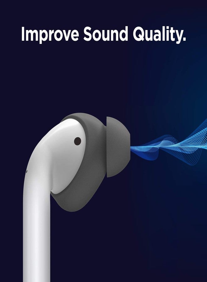 elago Earbuds Cover Designed for Apple AirPods 2 & 1 or EarPods, Silicone Ear Tips, Ear Grip, Sound Quality Enhancement [4 Pairs: 2 Large + 2 Small] (Dark Grey) - Image 4