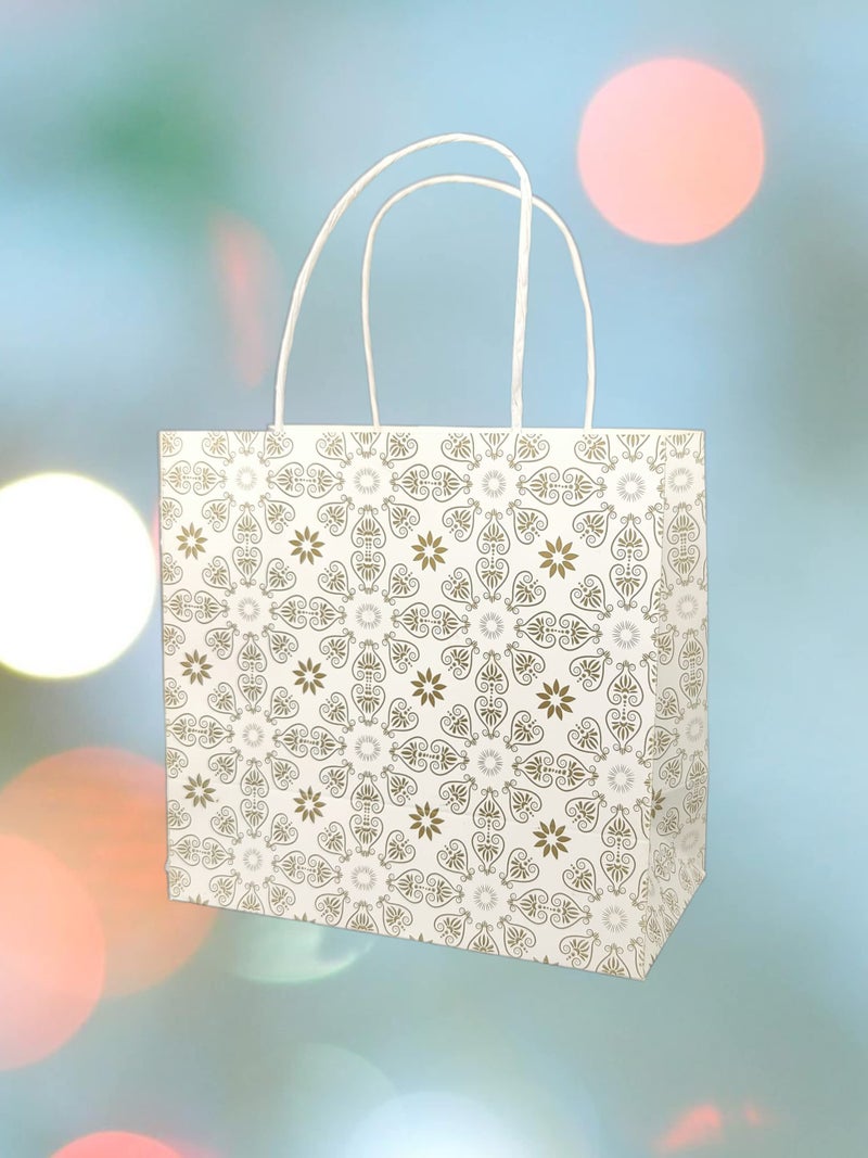 TASCHE Golden Love Symboles Design Paper Bag For Return Gift, Small Presents, Weddings, Birthday, Holiday Presents (Size 8 X 8 X 4 Inch | Pack Of 10) - Image 5
