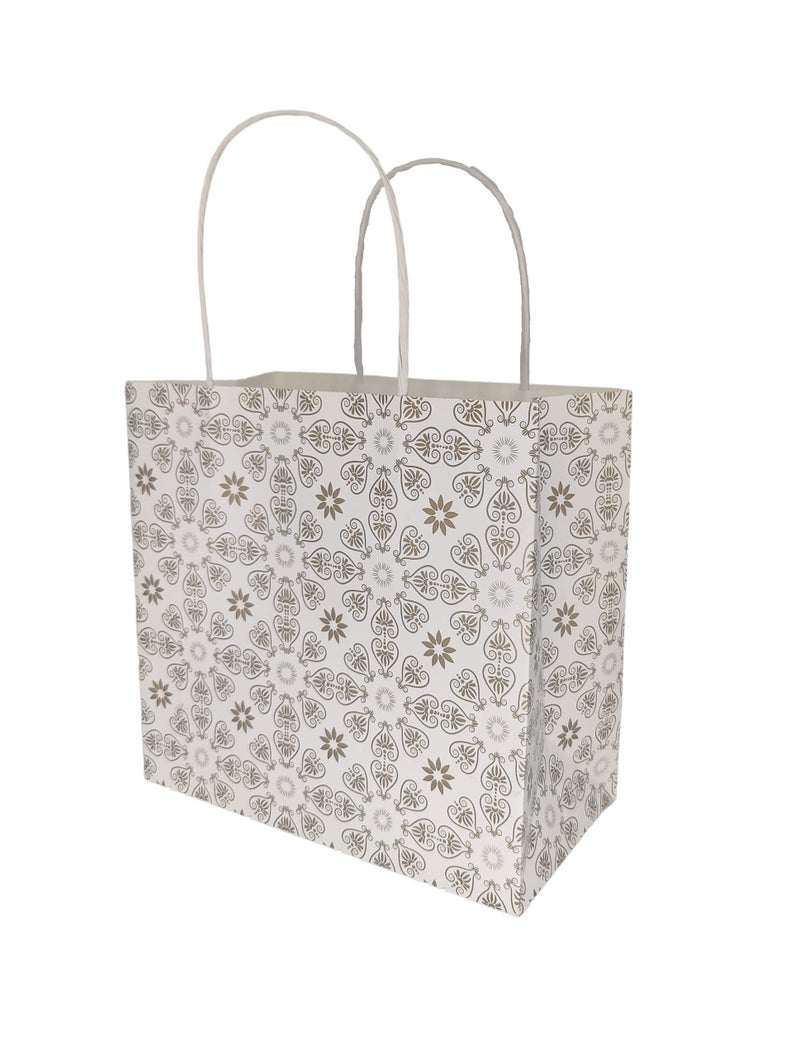 TASCHE Golden Love Symboles Design Paper Bag For Return Gift, Small Presents, Weddings, Birthday, Holiday Presents (Size 8 X 8 X 4 Inch | Pack Of 10) - Image 2