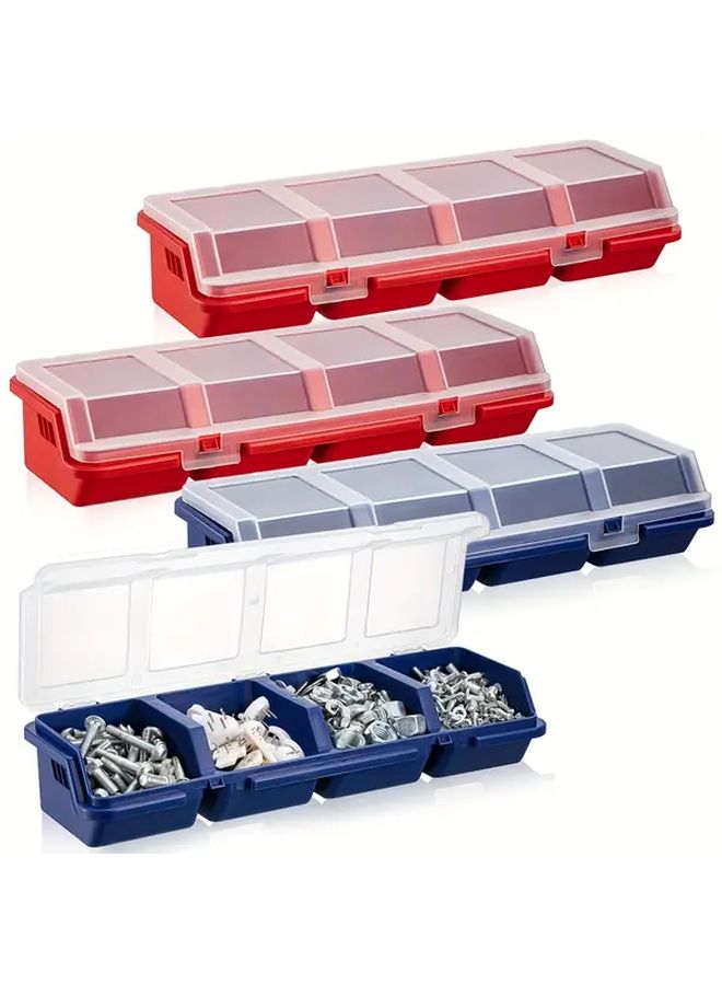 Red Heavy Duty Storage Box with Removable Dividers for Screws and Nuts - Image 1