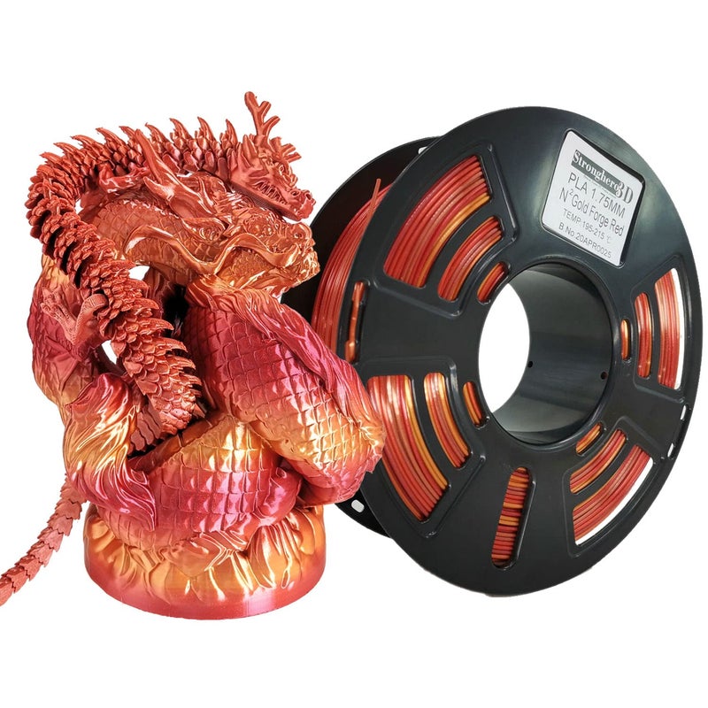 Stronghero3D PLA 3D Printer Filament 1.75mm,Golden Fire, Silk Gold and Galaxy Red Appear at intervals,1kg(2.2lbs) Accuracy +/-0.05mm for ender3 Cr10 Sovol - Image 4