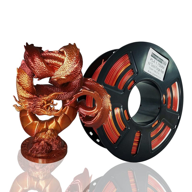 Stronghero3D PLA 3D Printer Filament 1.75mm,Golden Fire, Silk Gold and Galaxy Red Appear at intervals,1kg(2.2lbs) Accuracy +/-0.05mm for ender3 Cr10 Sovol - Image 1