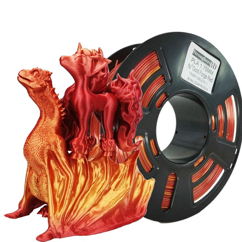 Stronghero3D PLA 3D Printer Filament 1.75mm,Golden Fire, Silk Gold and Galaxy Red Appear at intervals,1kg(2.2lbs) Accuracy +/-0.05mm for ender3 Cr10 Sovol - Image 5