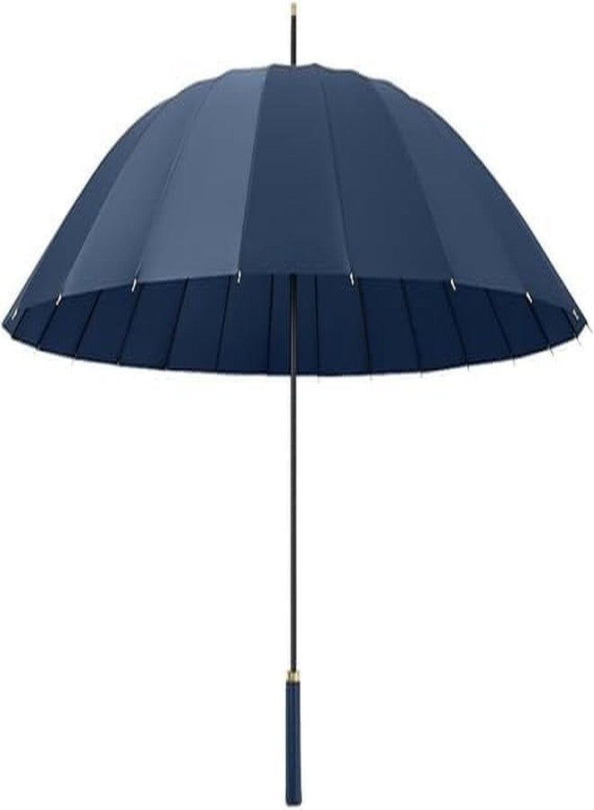 UNIQUE CART Ultra Strong 24 Rib Windproof Umbrella - Double Layer Canopy, Automatic Open, UV & Rain Protection, Durable Metal Frame (Navy Blue) - Image 2