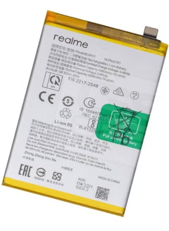 بطارية بديلة أصلية عالية الجودة لهاتف Realme C53 (RMX3760)، C67 (RMX3890)، Realme 12 5G، Realme 12X 5G و Realme C65 4G – بطارية داخلية أصلية مع طاقة طويلة الأمد | خلية بطارية ليثيوم متينة وآمنة | طاقة موبايل فعالة وعالية السعة | حماية من السخونة الزائدة والشحن الزائد | مثالية لاستعادة الطاقة ومشاكل البطارية - Image 2