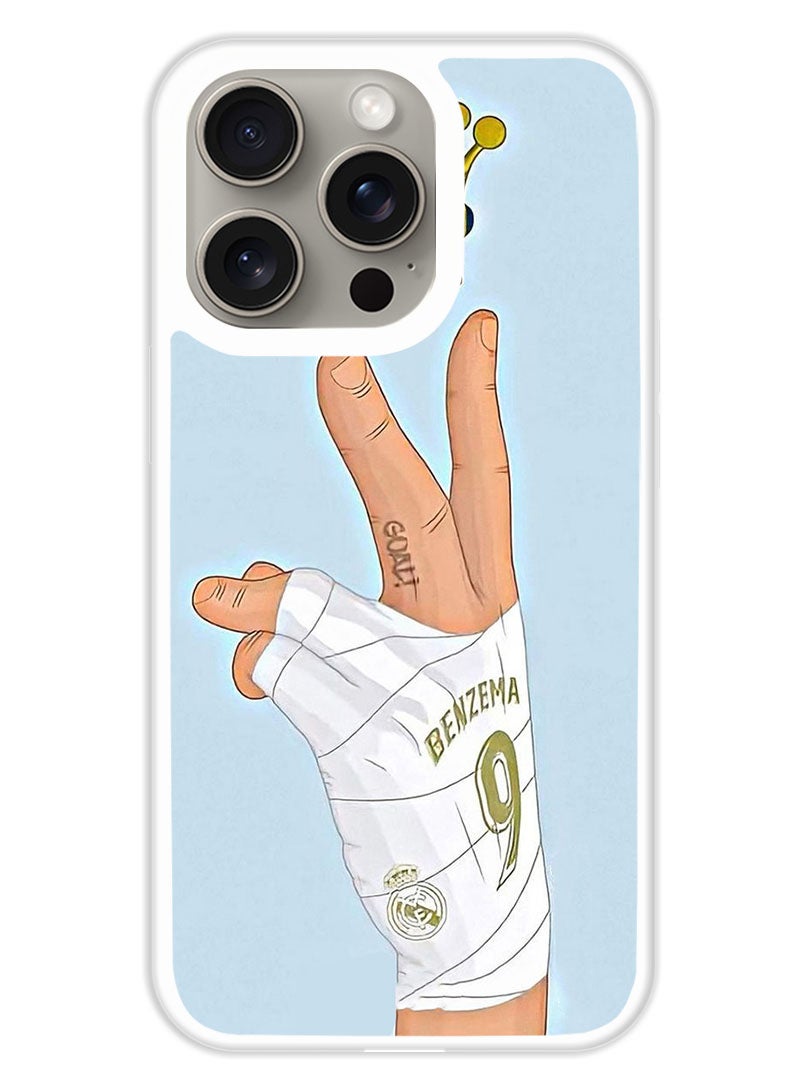 Theodor Protective Case Cover For APPLE IPHONE 15 Pro Kareem Benzema (White Bumper) - Image 1