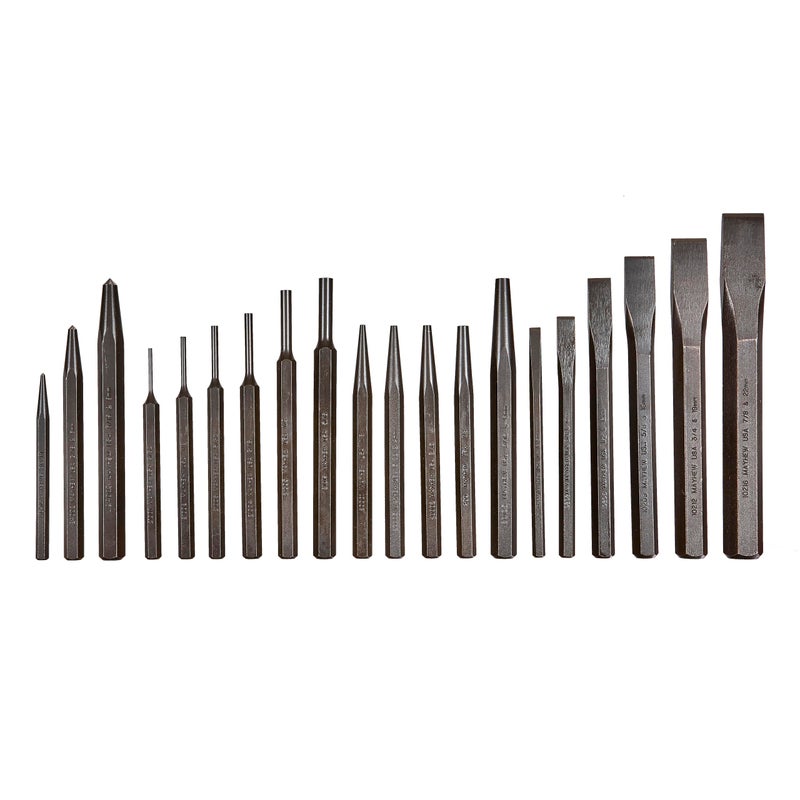 Mayhew Tools 61020 Pro Punch and Chisel Set 20Piece Black
