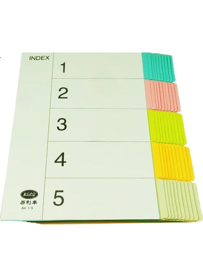 Elifo Page Separators, Index Dividers, Classification Paper, Index Paper, Loose-Leaf Paper, Paper And Plastic Numbered English Three-Hole Binder Specific, [No Hole] 5 Colors Page Separators 50 Sheets - Image 3