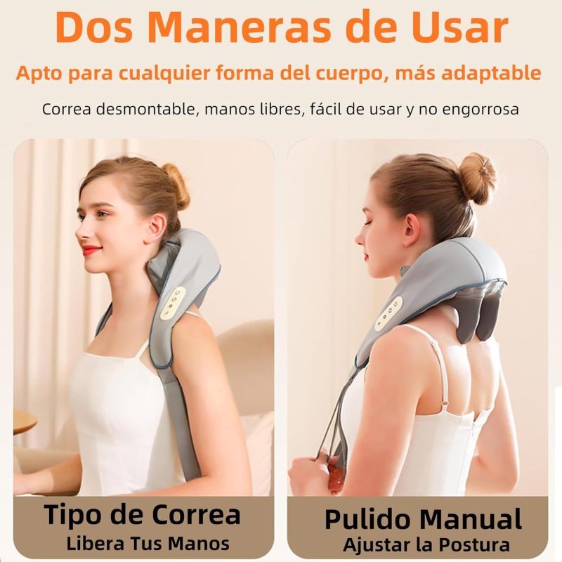 Neck Massager Grey 6D Deep Tissue Kneading - Cordless Portable Shoulder Massager for Home Office Travel Muscle Tension Relief - Image 5