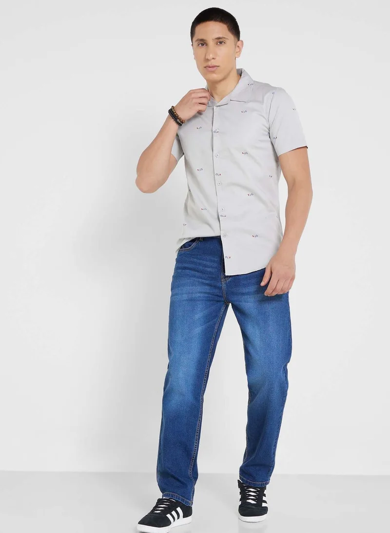 Seventy Five  Pure Cotton Printed Casual Shirt With Half Sleeve And Resort Collar for Men | Best Price UAE