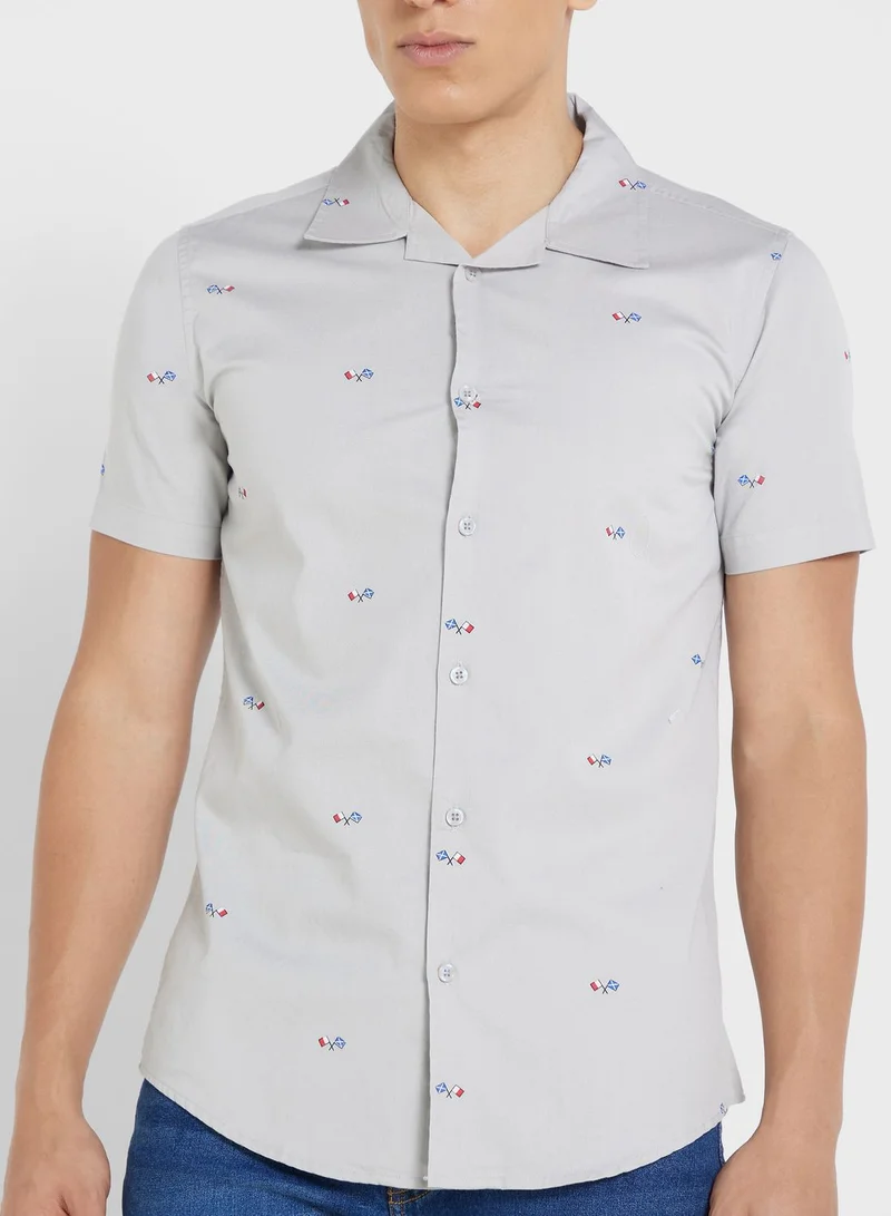 Seventy Five  Pure Cotton Printed Casual Shirt With Half Sleeve And Resort Collar for Men | Best Price UAE