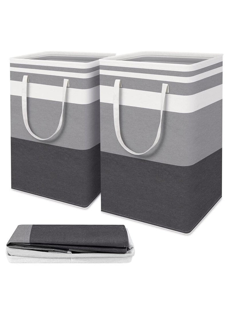 HOMESTAR 2 Pack Laundry Basket, Collapsible Bag with Easy Carry Handles, Freestanding Hamper for Clothes, Blankets, Cushions - Image 1