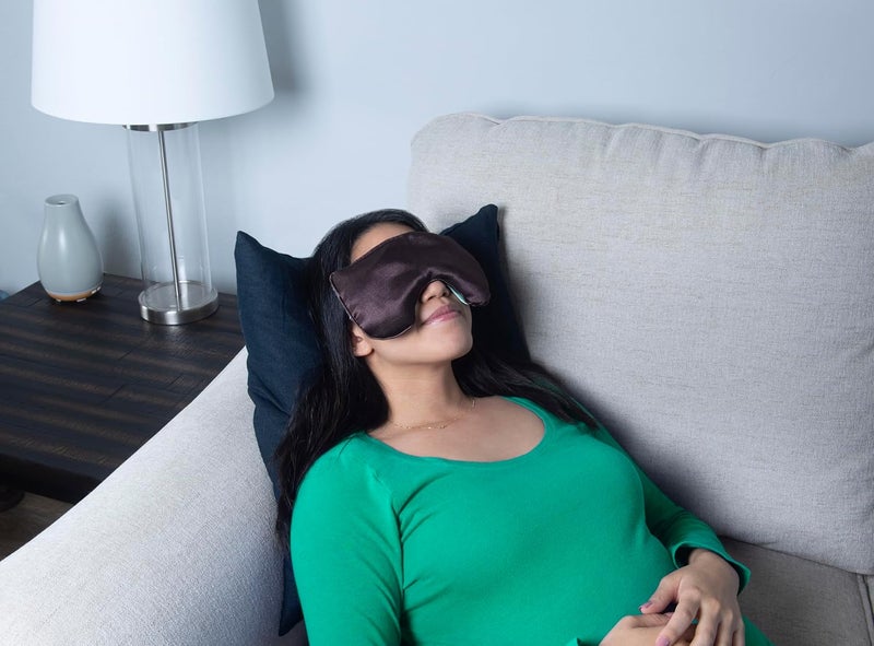DreamTime Weighted Eye Pillow Mask, Rose Velvet, Microwave or Freeze, Washable, 9.5x4.5 in, for Sleep, Yoga, Meditation, Relaxation - Image 4