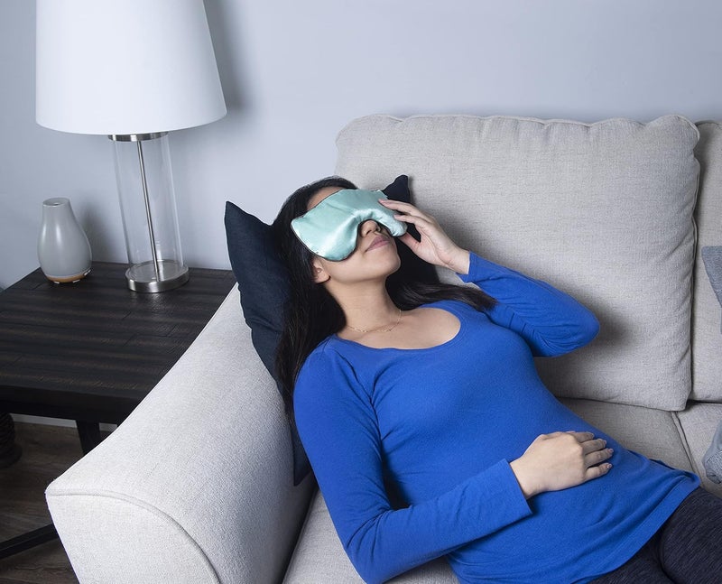 DreamTime Weighted Eye Pillow Mask, Rose Velvet, Microwave or Freeze, Washable, 9.5x4.5 in, for Sleep, Yoga, Meditation, Relaxation - Image 5