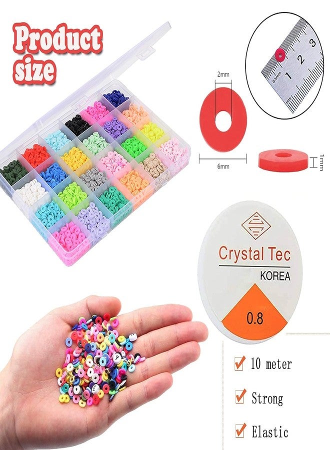 BuyLift Bracelet Making Bead Kit - 6x5 Clay Beads Set with Flat Round Spacers, Pendant Charms & DIY Supplies for Handmade Bracelets & Necklaces | Jewelry Craft Kit for Kids & Teens - Image 4