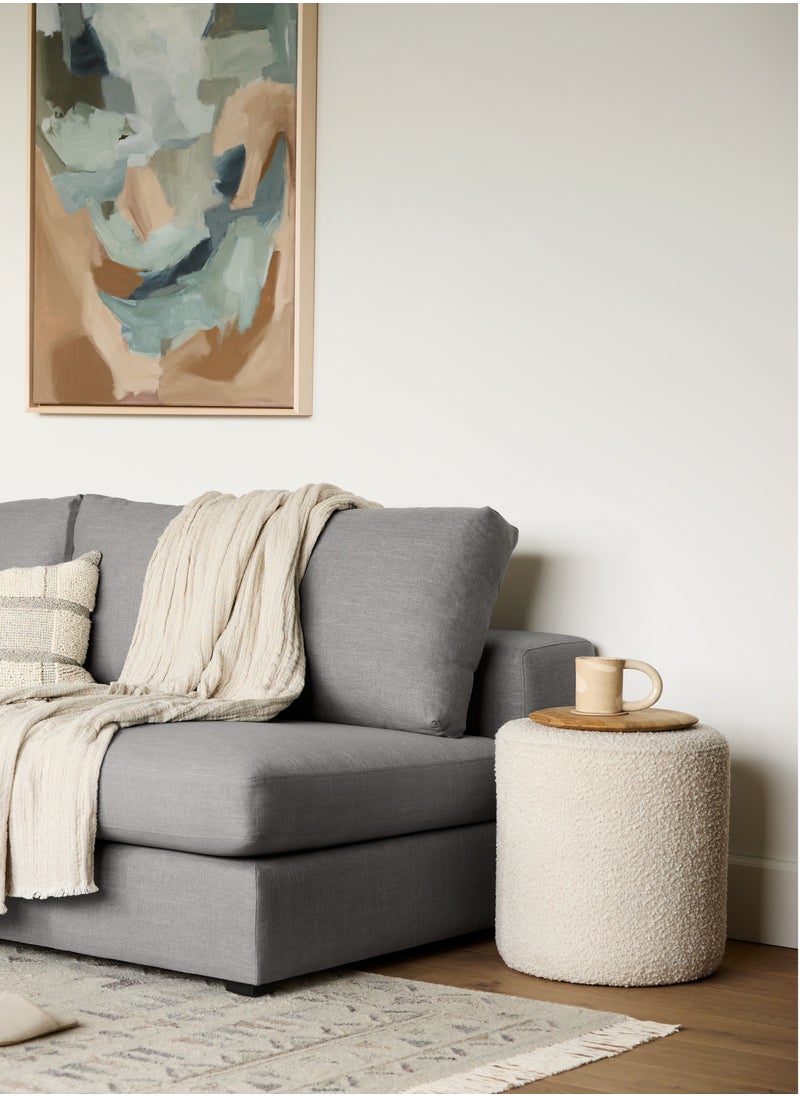 Nice Home Boucle Ivory Round Pouf Ottoman – 45x40 CM, Plush Footstool with Wooden Base, Cozy Footrest for Living Room, Bedroom & Kids Room  - Image 4