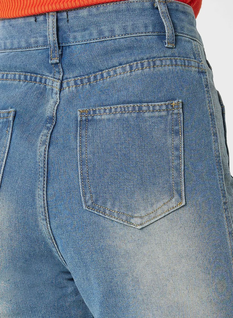 Ginger Contrast Stripe High Waist Wide Leg Jeans