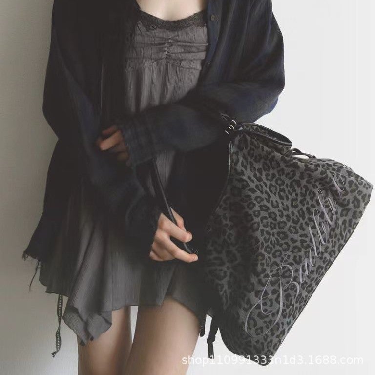 BadBlue Korean Trendy Embroidered Leopard Print Shoulder Bag Crossbody Bag Casual Versatile Large Capacity - Image 3