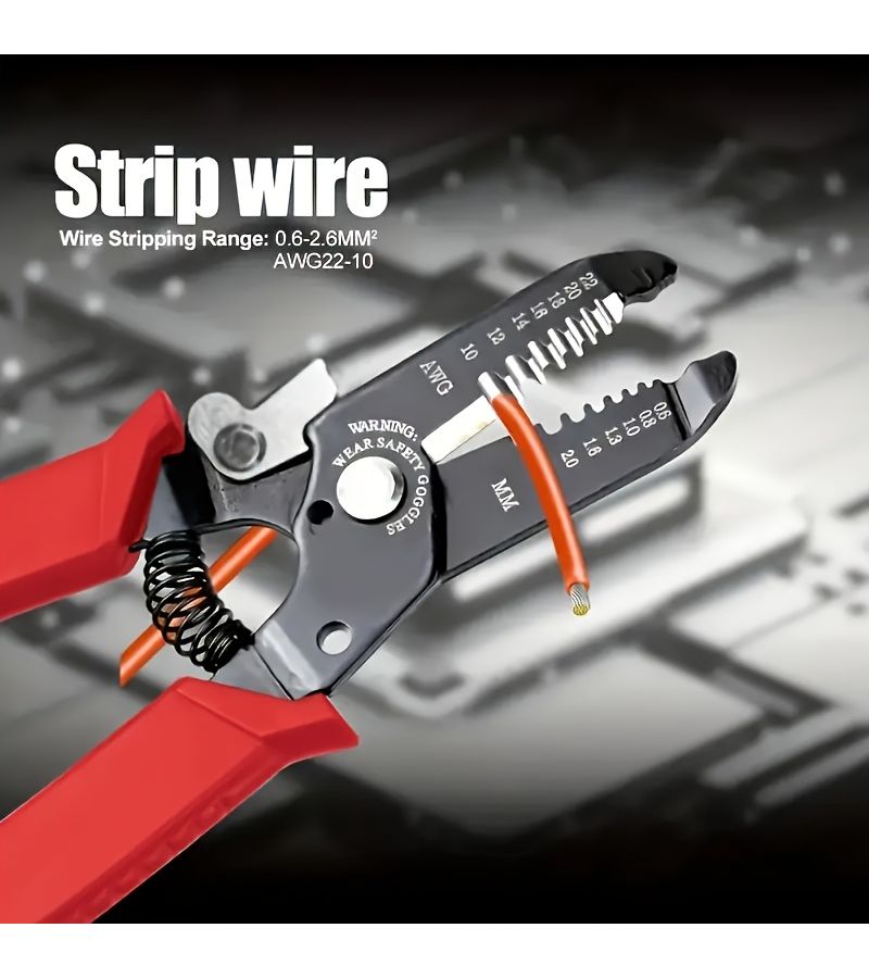 Professional Electricians Wire Stripper Pliers Industrial Grade Cutter Crimping Tool Red Handle High Carbon Steel - Image 4