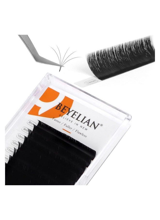 BEYELIAN Easy Fan Volume Eyelash Extensions Premade Fan Eyelash Extension Self Fanning Lash Extension 3D Matte Black Faux Mink Professional Salon Use Lashes Extensions By 007 D Curl 815Mm Mix Tray  - Image 2