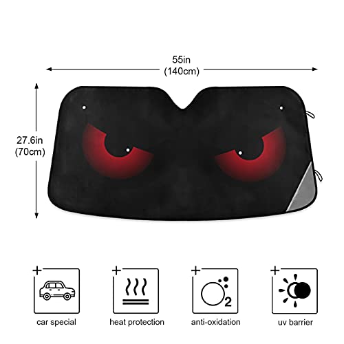 Oarencol Scary Evil Red Eyes Car Windshield Sun Shade Foldable UV Ray Sun Visor Protector Sunshade to Keep Your Vehicle Cool (55" x 27.6") - Image 5