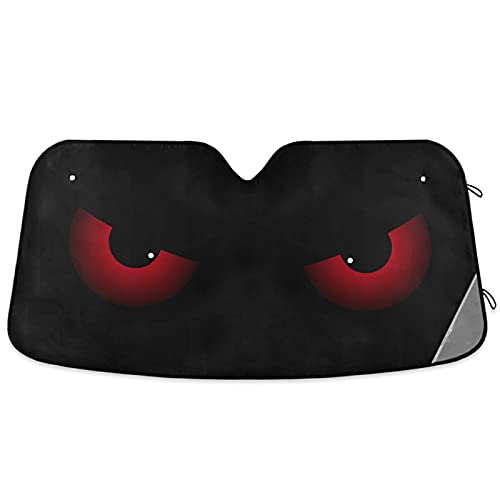 Oarencol Scary Evil Red Eyes Car Windshield Sun Shade Foldable UV Ray Sun Visor Protector Sunshade to Keep Your Vehicle Cool (55" x 27.6") - Image 1