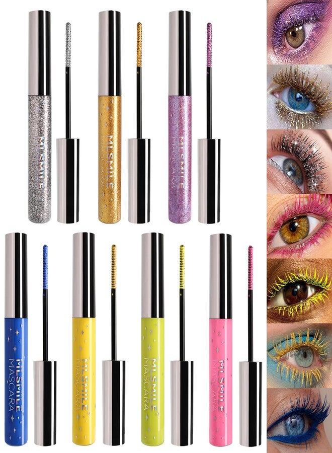 RoseFlower Colored Mascara Set, 7 Colors Waterproof Gift Set, Red, Pink, Purple, Blue, White, Black, Long Lasting, Voluminous Mascara for Eye Makeup - Image 1