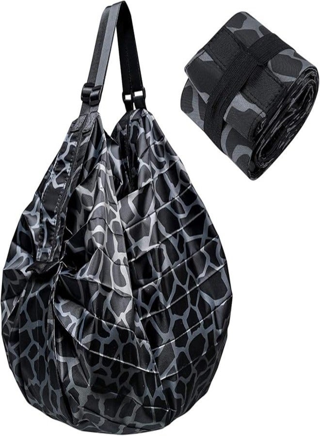 ITALO 2-Pcs Foldable Shopping Bags, Reusable Foldable Shopping Bag, Travel Portable Bag with One Shoulder, Leopard Shoulder Bag for Shopping, Travel, Outdoor, Camping  - Image 1