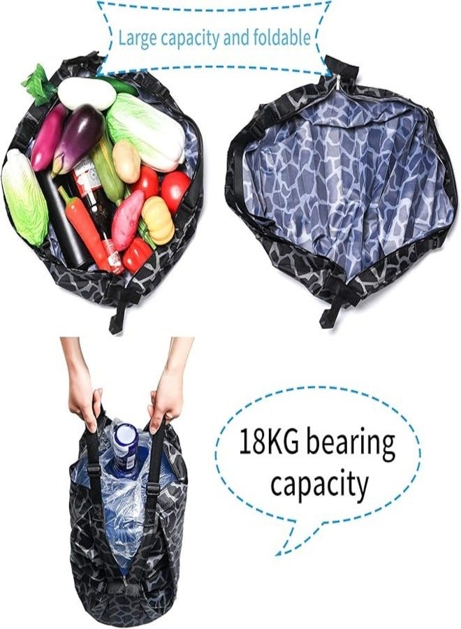 ITALO 2-Pcs Foldable Shopping Bags, Reusable Foldable Shopping Bag, Travel Portable Bag with One Shoulder, Leopard Shoulder Bag for Shopping, Travel, Outdoor, Camping  - Image 3