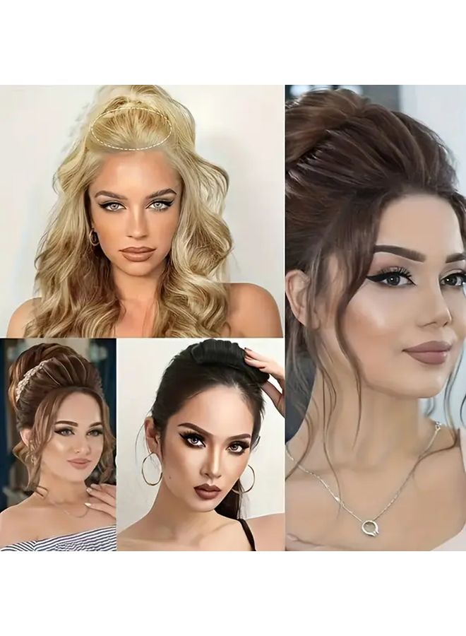Women Invisible Volume Enhancing Hair Volumizer Fluffy Wig Comb Cushion With Detachable Styling Head Clip In Clip On Design For Instant Volume Natural Look Coffee Color - Image 3