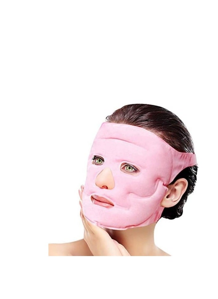 Plan A Tourmaline Magnetic Gel Massage Mask, Ice Beads Face Massage Mask, Magnetic Therapy Gel Mask, Slimming Face Massage Mask, Professional Magnetic Stone Breathable Soft Washable (Pink)  - Image 1