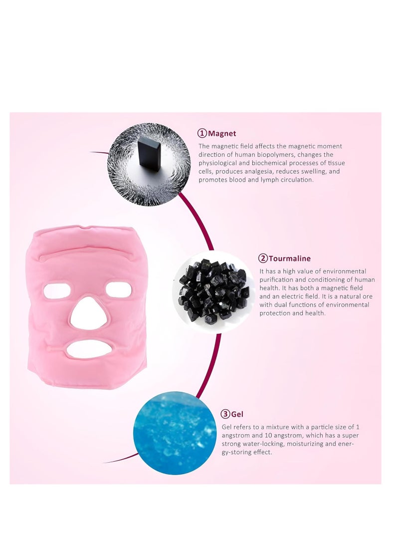 Plan A Tourmaline Magnetic Gel Massage Mask, Ice Beads Face Massage Mask, Magnetic Therapy Gel Mask, Slimming Face Massage Mask, Professional Magnetic Stone Breathable Soft Washable (Pink)  - Image 4