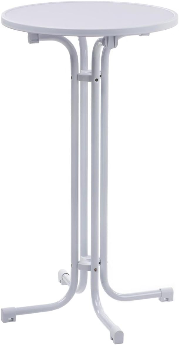 Displays2go Displays2go 235 Inch Round Highboy Table with MDF top 4225 Inch Tall Pub Table with Collapsible Design for Easy Storage White  - Image 1