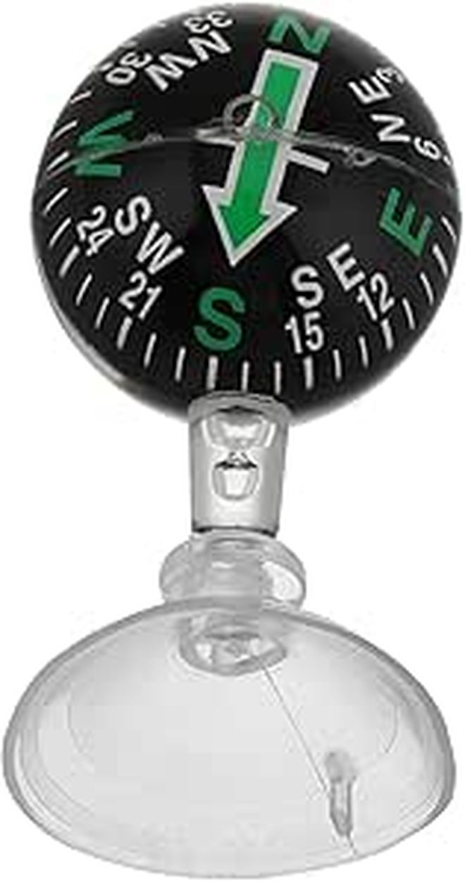 High Precision Car Compass with Strong Suction Cup For Navigation Portable Boat Black - Image 1