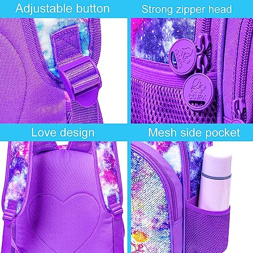 CCJPX 3PCS Girls Backpack, 16” Kids Unicorn Sequin Bookbag and Lunch Box for Kindergarten Elementary - Image 4