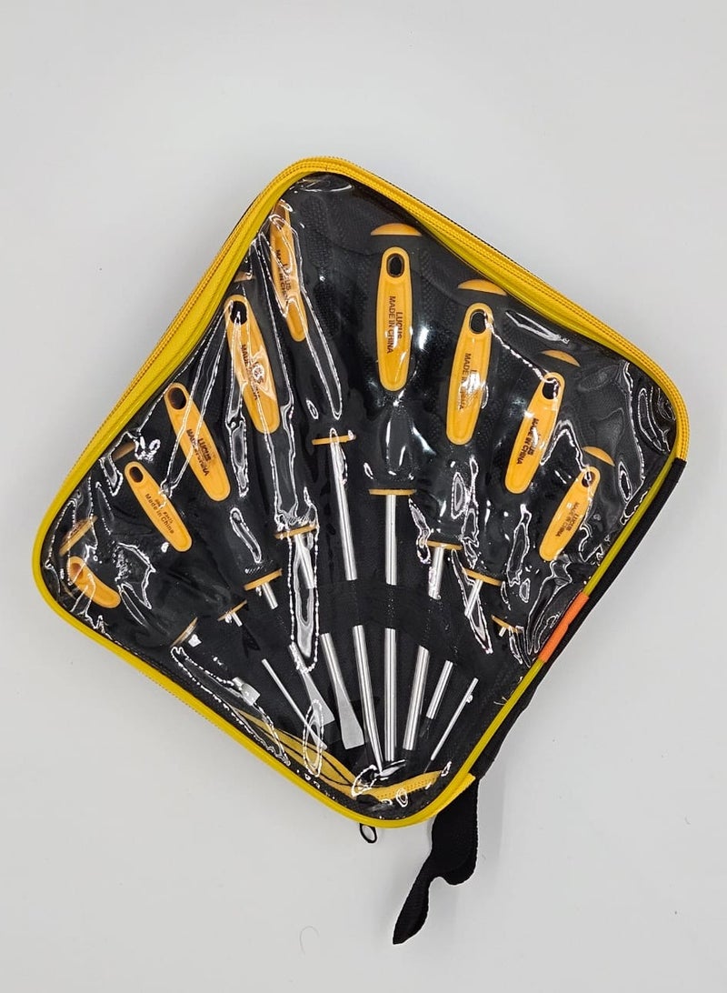 lucus Multi-Piece Screwdriver Set (9 pieces), Ergonomic Handles, Assorted Sizes - Image 3