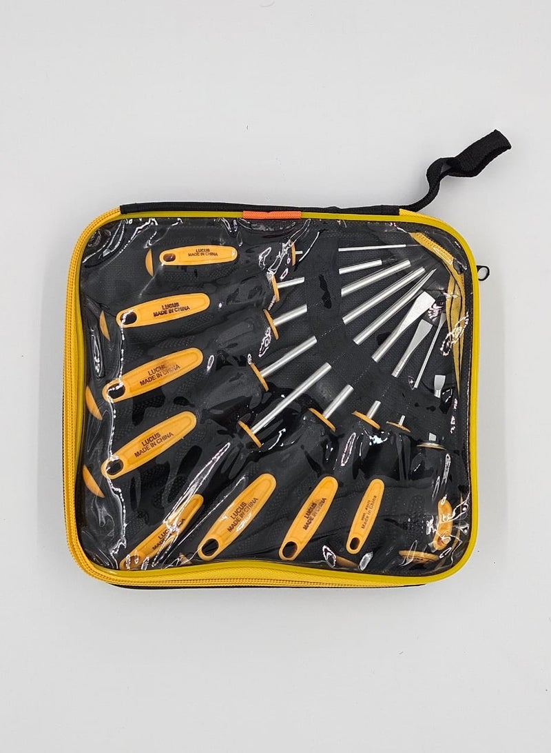 lucus Multi-Piece Screwdriver Set (9 pieces), Ergonomic Handles, Assorted Sizes - Image 4