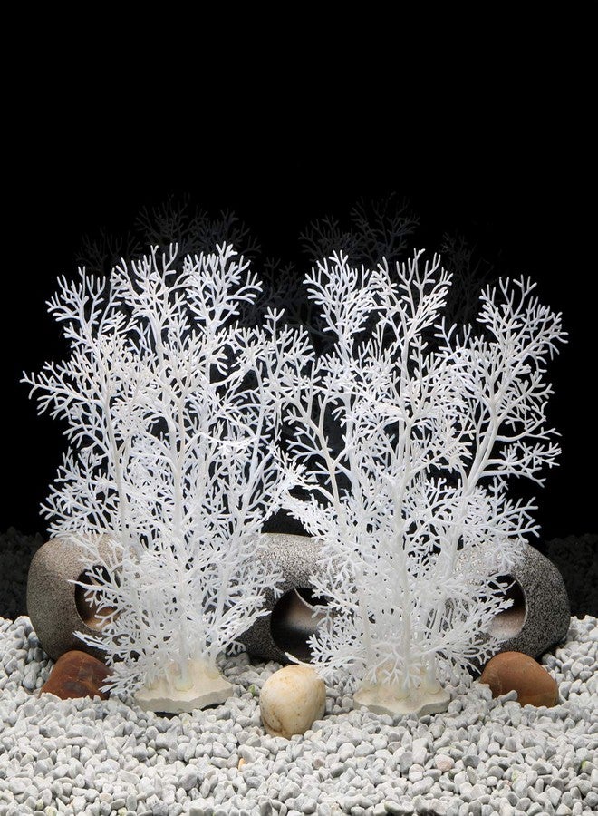 JIH Aquarium Decor Plastic Plant Small,Fish Tank Decoration Ornament Artificial Plants 8 inch (White 2 Pcs) - Image 5