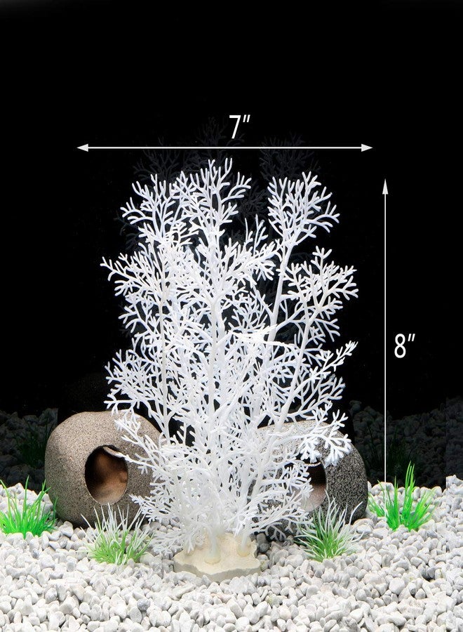 JIH Aquarium Decor Plastic Plant Small,Fish Tank Decoration Ornament Artificial Plants 8 inch (White 2 Pcs) - Image 3