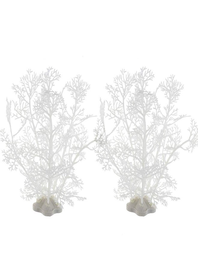 JIH Aquarium Decor Plastic Plant Small,Fish Tank Decoration Ornament Artificial Plants 8 inch (White 2 Pcs) - Image 2