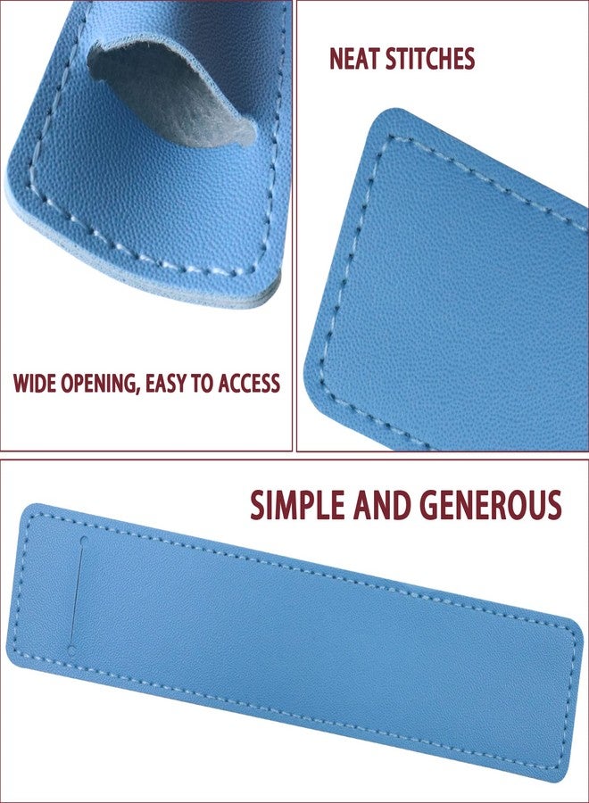 SNOMEL 5Pcs Leather Single Fountain Pen Case, Soft Pen Sleeve Pouch for Men Women, Ballpoint Pencil Protective Cover Holder for Office, Business Gift (Blue, Beige, Purple, Silver, Pink) - Image 3