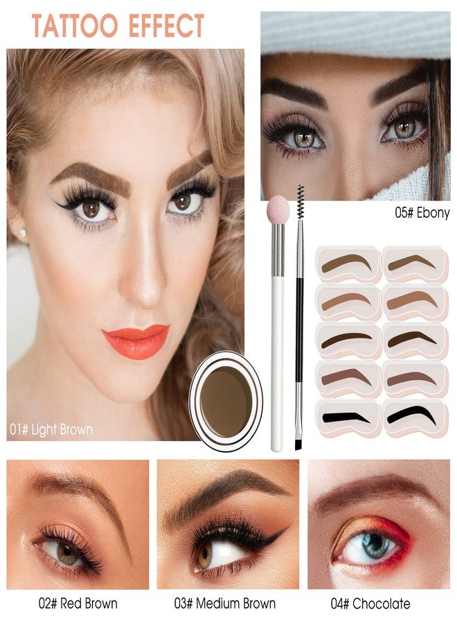 LOKFAR Eyebrow Stamp Stencil Kit - for Waterproof Eyebrows Makeup, Brow Stamp Trio Kit with Sponge Applicator, Dual-ended Brow Brush, 10 Eyebrow Stencils, Waterproof Eyebrow Pomade (Light Brown) - Image 5