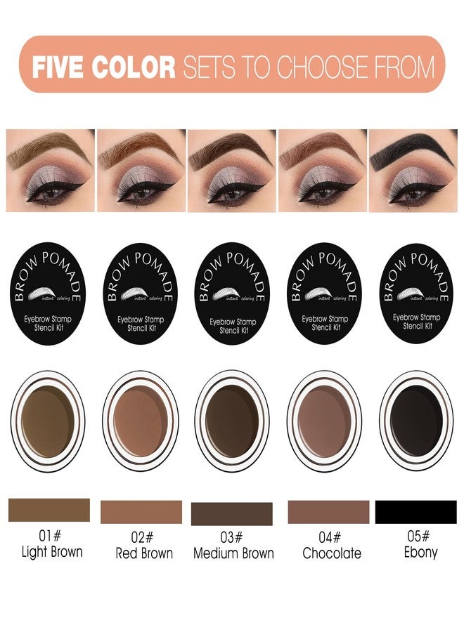LOKFAR Eyebrow Stamp Stencil Kit - for Waterproof Eyebrows Makeup, Brow Stamp Trio Kit with Sponge Applicator, Dual-ended Brow Brush, 10 Eyebrow Stencils, Waterproof Eyebrow Pomade (Light Brown) - Image 4