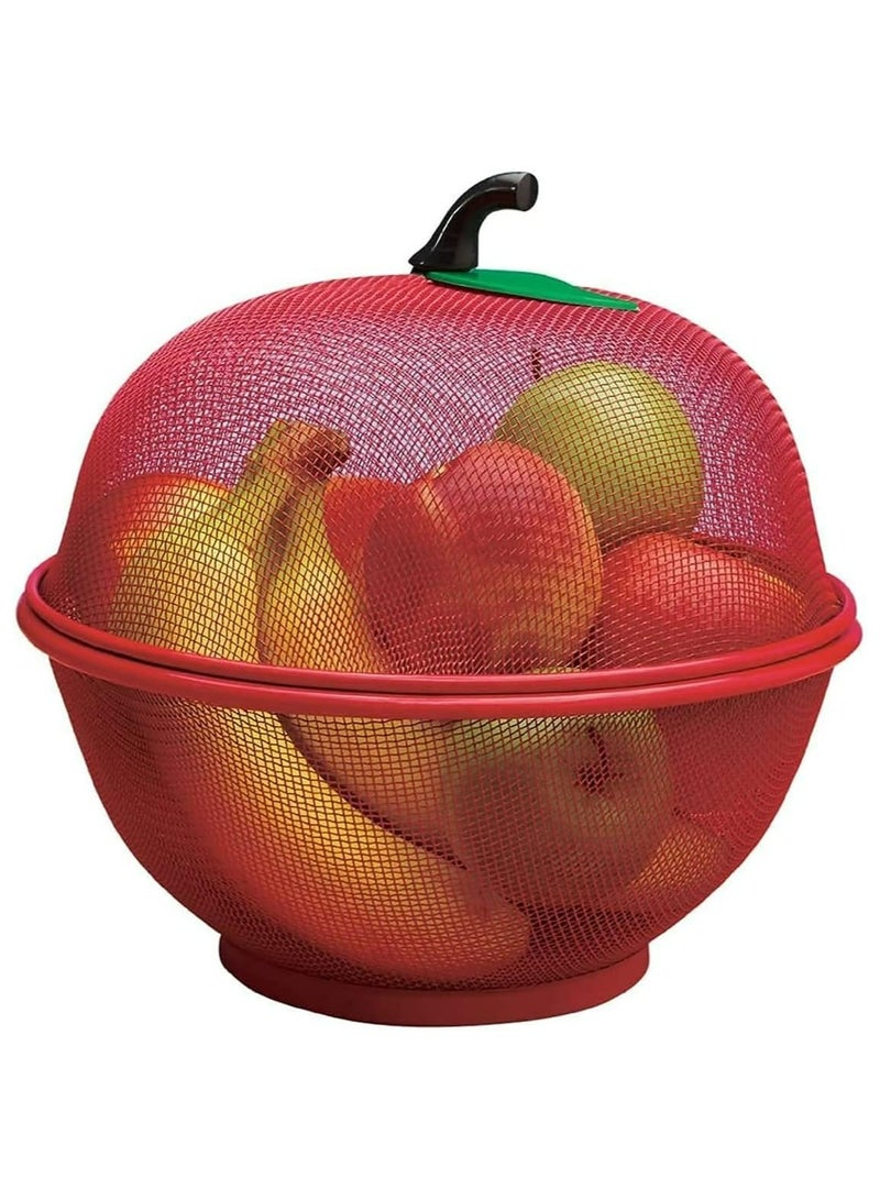 Fruit Mesh Basket Apple Shaped Metal Wire Mesh Holder Covered Fruit Bowl for Kitchen Counter Fruits Storage Drain Basket Strainers for Fruits and Vegetables Collection Basket for Fruits and Vegetables  - Image 1